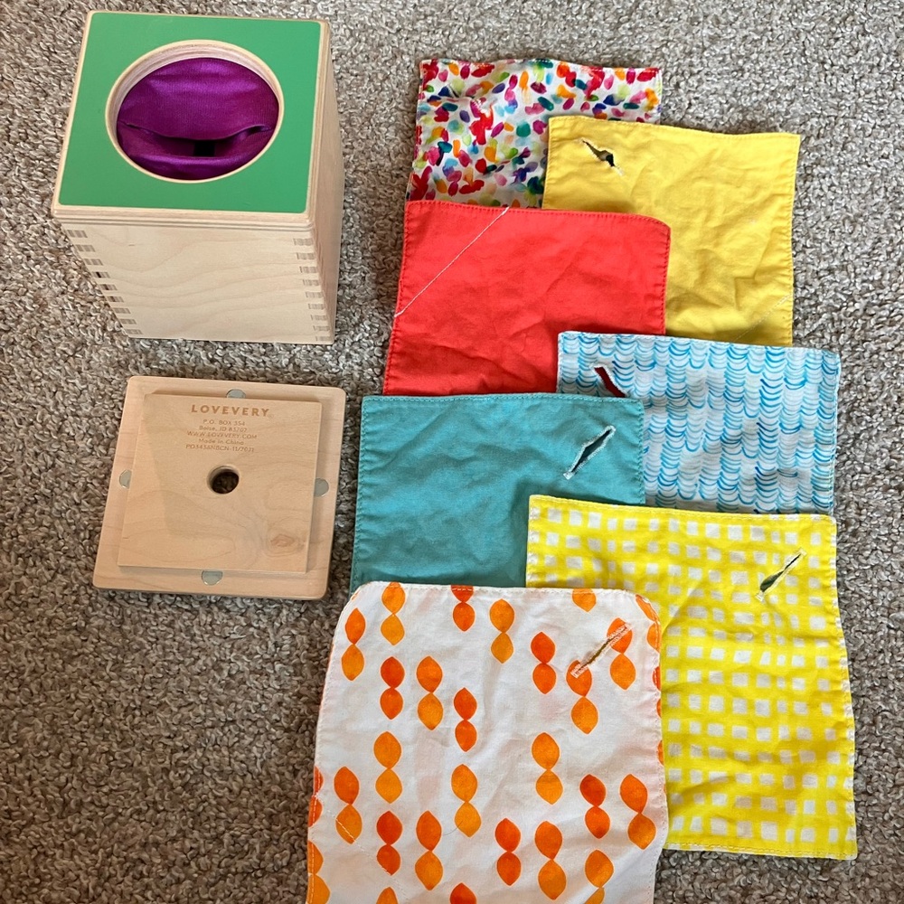 Lovevery Tissue box - Multi-Color Sensory Cloth Set for Kids
